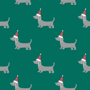 christmas dog  on a green background