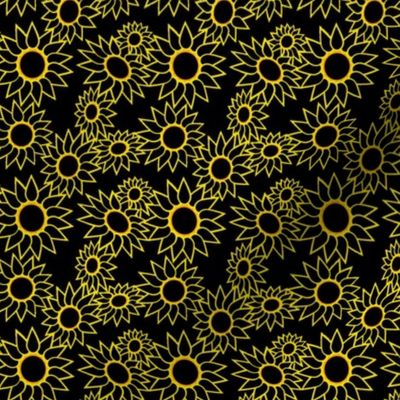 Bold Modern Abstract Lemon Lime EBDD1F Marigold EF9F04 Black 000000 Sunflower Collage Reverse