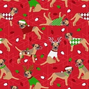 Border Terrier Christmas Red