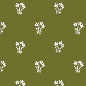 Little Daisy Floral Spray in Olive Green