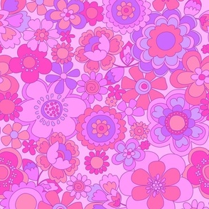 175 Sixties Flowers pink and purple