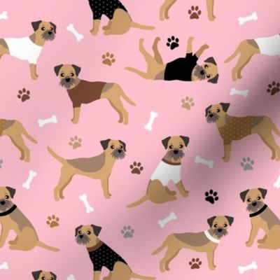 Border Terrier Paws and Bones Pink