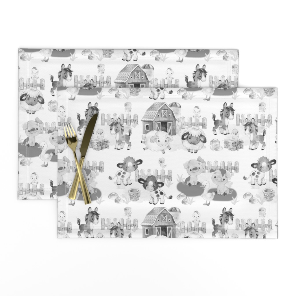 Farm Animals Nursery Grayscale