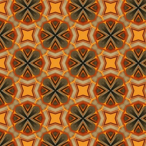 Geometric Design in Orange, Brown & Olive Large