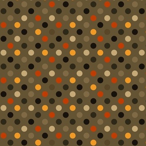 Polka Dots in Orange, Brown & Olive Large