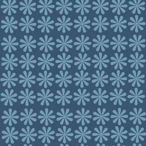 Blue on Blue Retro Floral 50s design