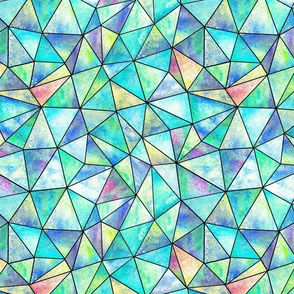 Abstract geometric multicolor triangles watercolor pattern