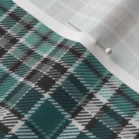 White Paths Plaid in Teal Blue Mint Green and Gray