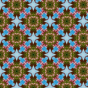 Abstract Floral in Blue, Green and Pink Large