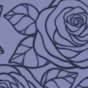 Large Rose Cutout Pattern - Cool Grey and Medium Charcoal