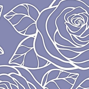 Large Rose Cutout Pattern - Cool Grey and White