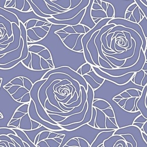 Rose Cutout Pattern - Cool Grey and White