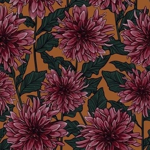 Dahlia flowers - Moody warm tones (small/medium)