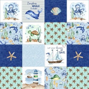 4 1/2" Under the Sea Patchwork Blanket – Sea Life Cheater Quilt