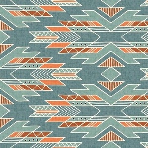 Aztec blanket / Sienna + teal / Medium scale