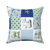 4 1/2" Under the Sea Patchwork Blanket – Sea Life Cheater Quilt, rotated