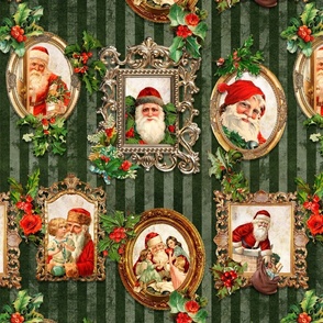 Vintage Santas in Frames