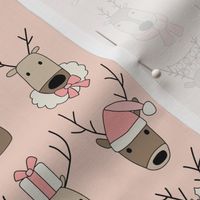 Santa's Silly Christmas Holiday Reindeer on Neutral Pink - 1 1/2 inch