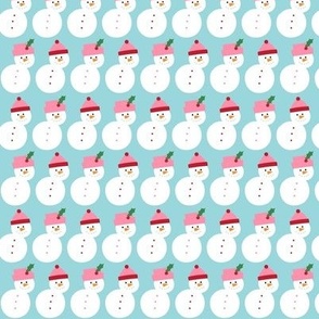snowmen / snowpeople SM blue pink red holly hats - christmas wish collection