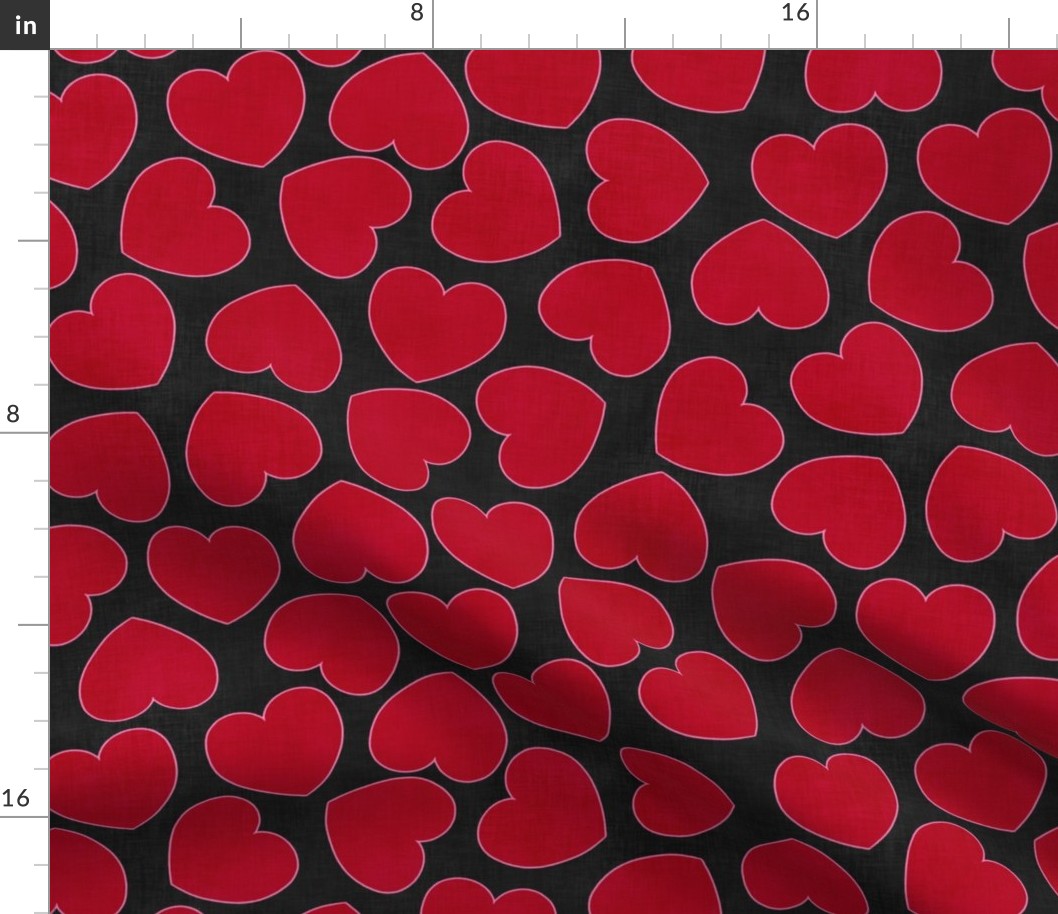 Groovy Red Valentine Hearts (black) medium