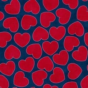 Groovy Red Valentine Hearts (Navy) small