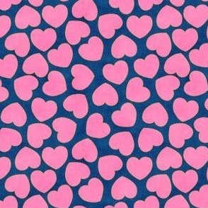 Groovy Pink Valentine Hearts (blue) ditsy