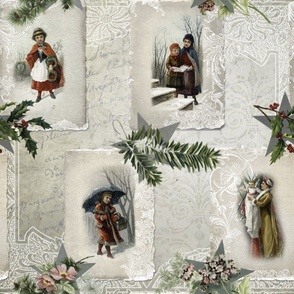 Vintage Christmas Floral Collage