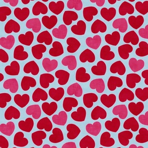 Groovy Red & Pink Valentine Hearts (dusty blue) medium 