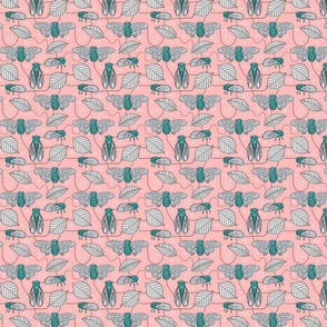 Cicadas in Pink + Teal - Small