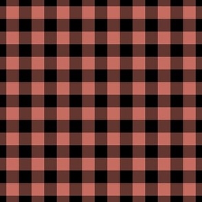 Gingham Pattern - Terracotta and Black