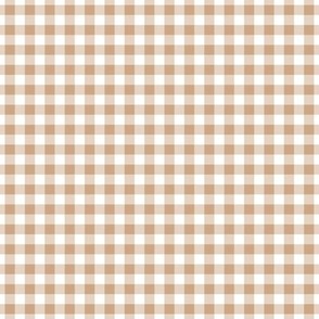 Small Gingham Pattern - Hazelnut and White