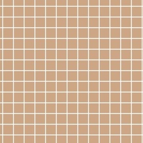 Grid Pattern - Hazelnut and White