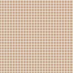 Small Grid Pattern - Hazelnut and White