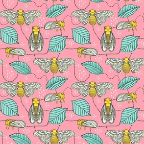 Summer Cicadas on Pink