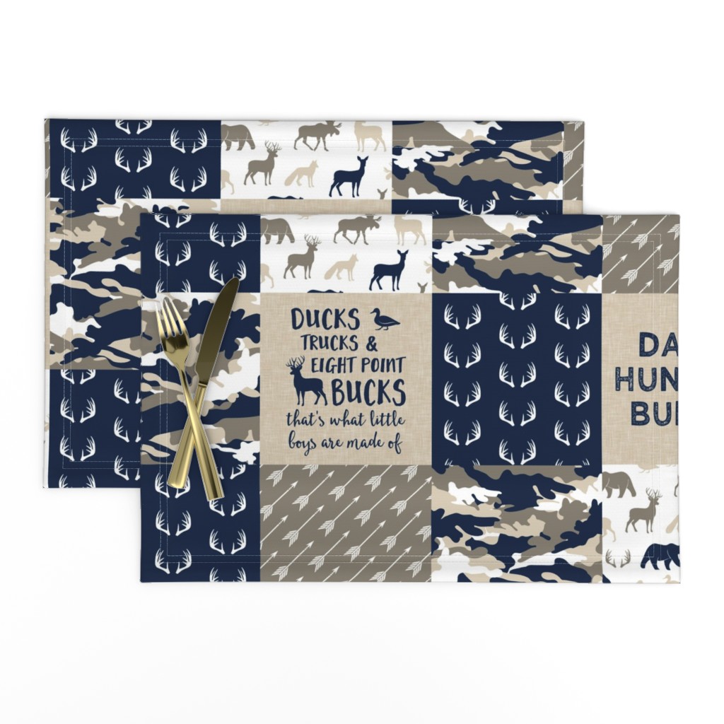 Dad's hunting buddy - Wild & Free/ so deerly loved - woodland patchwork (navy) - C21