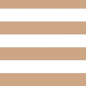 Large Horizontal Awning Stripe Pattern - Hazelnut and White
