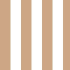 Large Vertical Awning Stripe Pattern - Hazelnut and White