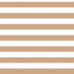 Horizontal Awning Stripe Pattern - Hazelnut and White