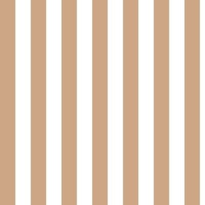 Vertical Awning Stripe Pattern - Hazelnut and White