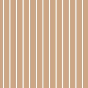 Vertical Pin Stripe Pattern - Hazelnut and White