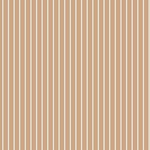 Small Vertical Pin Stripe Pattern - Hazelnut and White