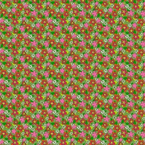 Ditsy  Groovy Flowers on Green