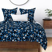 Lush little poppy flower winter garden berries leaves and fruit garden branches christmas navy blue white on night blush wallpaper JUMBO