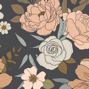 Dark Claire Floral Muted Colors JUMBO