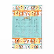 Happy Smiling Doggies Tea Towel 2023