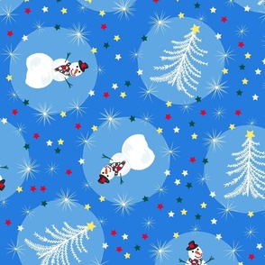 Christmas Snowman Blue Large