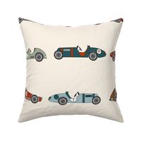 XLARGE race cars fabric - vintage race cars design, boys fabric