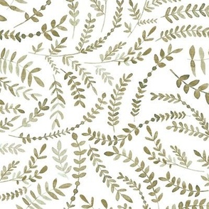 Botanical Leaves / Coffee and Antique Silver