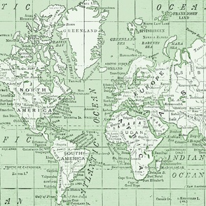 Green Vintage World Map