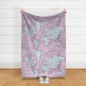 Pink Vintage World Map